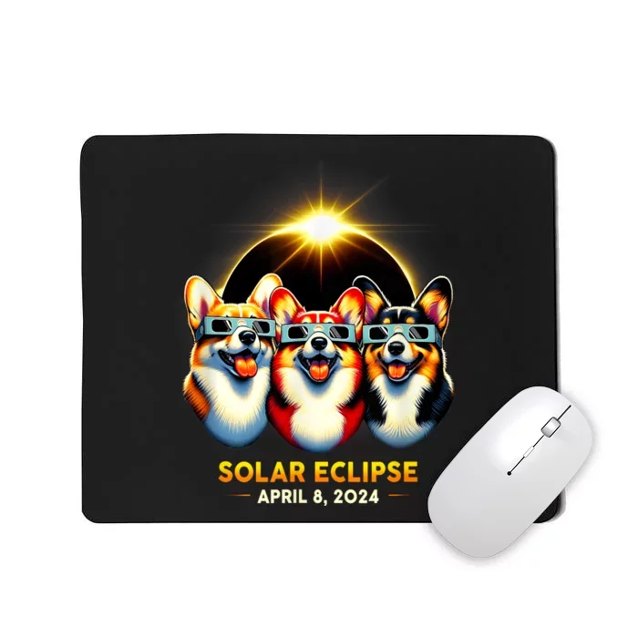 Solar Eclipse Corgi Wearing Glasses April 8 2024 Totality Mousepad