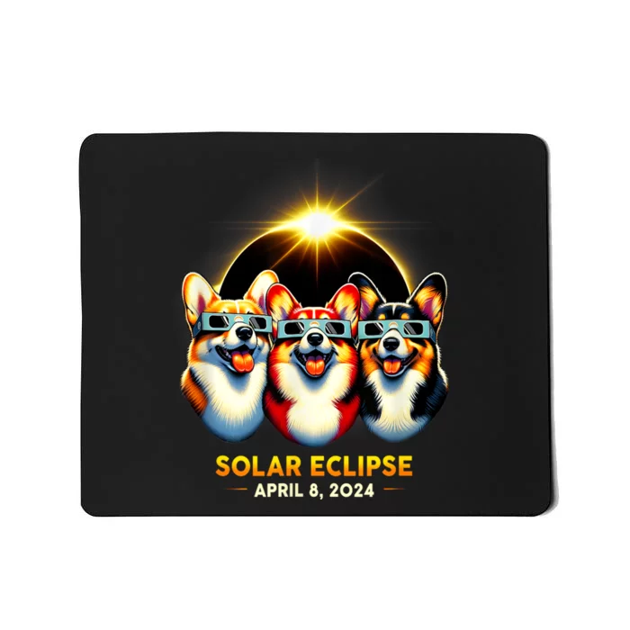 Solar Eclipse Corgi Wearing Glasses April 8 2024 Totality Mousepad