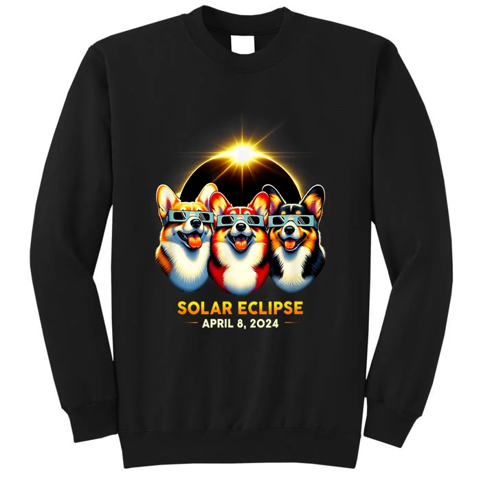 Solar Eclipse Corgi Wearing Glasses April 8 2024 Totality Tall Sweatshirt