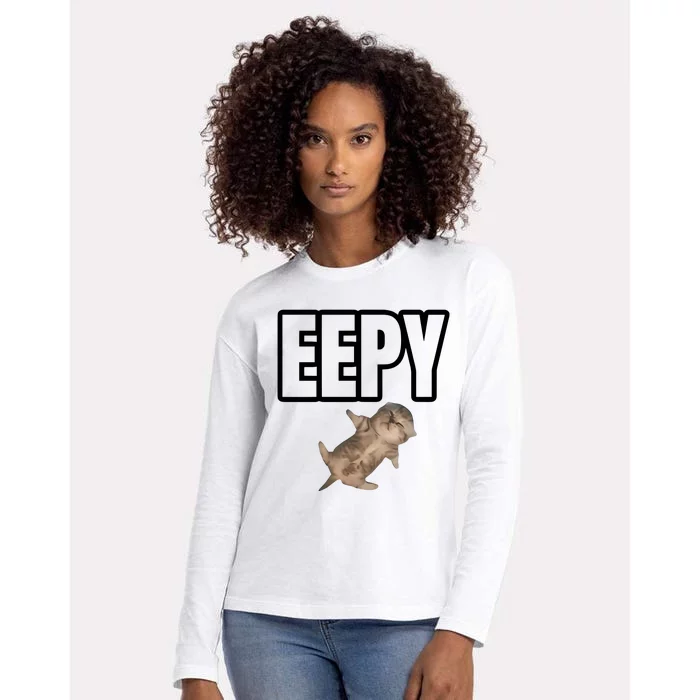 Sillystudio Eepy Cat Womens Cotton Relaxed Long Sleeve T-Shirt