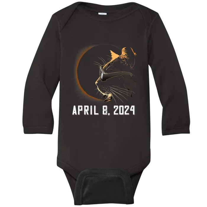 Solar Eclipse Cat Solar Eclipse Glasses Cat Baby Long Sleeve Bodysuit