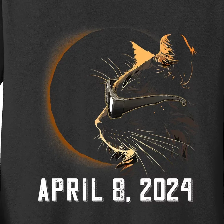 Solar Eclipse Cat Solar Eclipse Glasses Cat Kids Long Sleeve Shirt