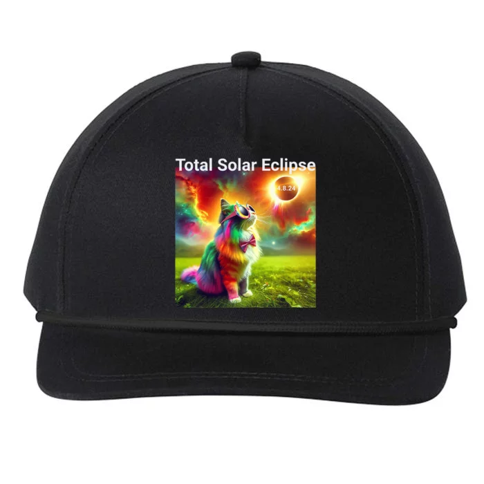 Solar Eclipse Cat Wearing Solar Eclipse Glasses 2024 Snapback Five-Panel Rope Hat