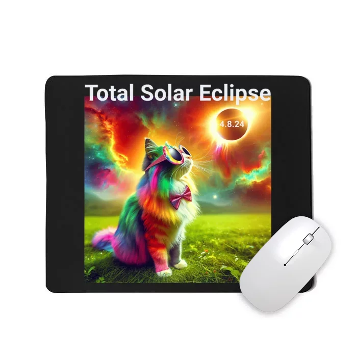 Solar Eclipse Cat Wearing Solar Eclipse Glasses 2024 Mousepad