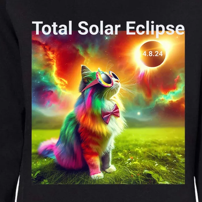 Solar Eclipse Cat Wearing Solar Eclipse Glasses 2024 Womens California Wash Sweatshirt