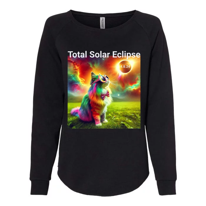 Solar Eclipse Cat Wearing Solar Eclipse Glasses 2024 Womens California Wash Sweatshirt