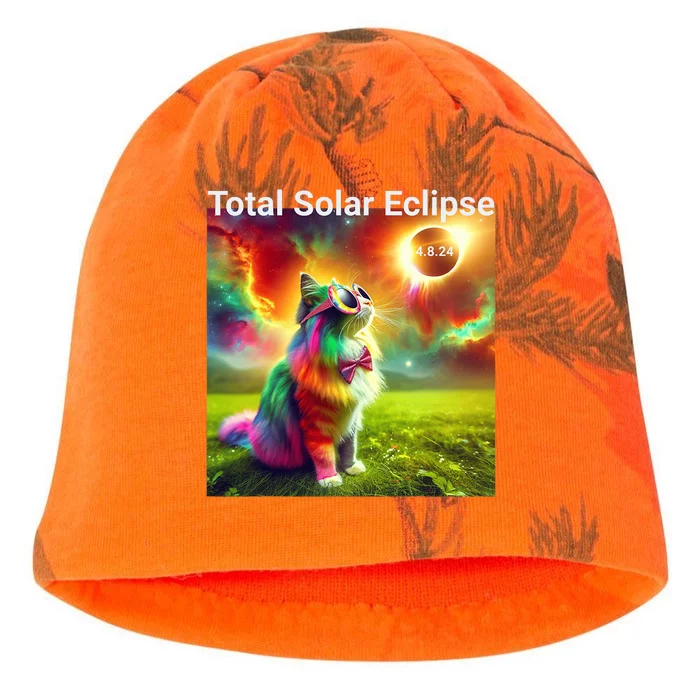 Solar Eclipse Cat Wearing Solar Eclipse Glasses 2024 Kati - Camo Knit Beanie