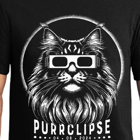 Solar Eclipse Cat With Glasses Purrclipse Date Pajama Set