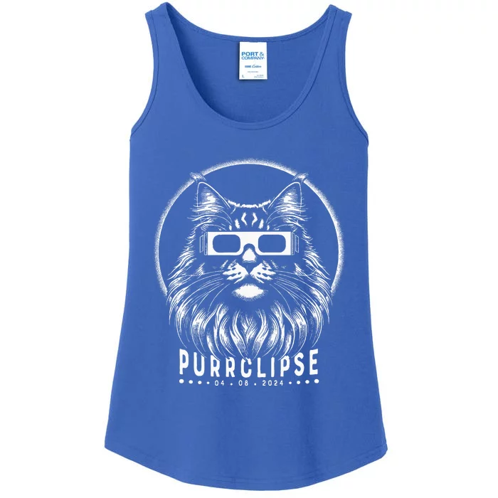 Solar Eclipse Cat With Glasses Purrclipse Date Ladies Essential Tank