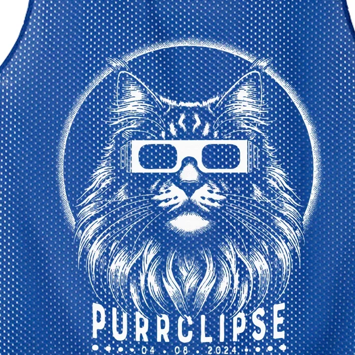 Solar Eclipse Cat With Glasses Purrclipse Date Mesh Reversible Basketball Jersey Tank