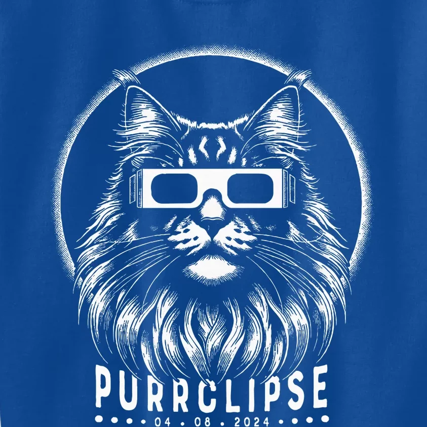 Solar Eclipse Cat With Glasses Purrclipse Date Kids Sweatshirt