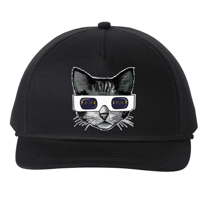 Solar Eclipse Cat Wearing Solar Eclipse Glasses Snapback Five-Panel Rope Hat