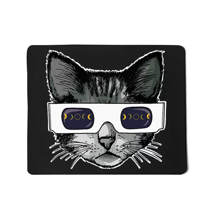 Solar Eclipse Cat Wearing Solar Eclipse Glasses Mousepad