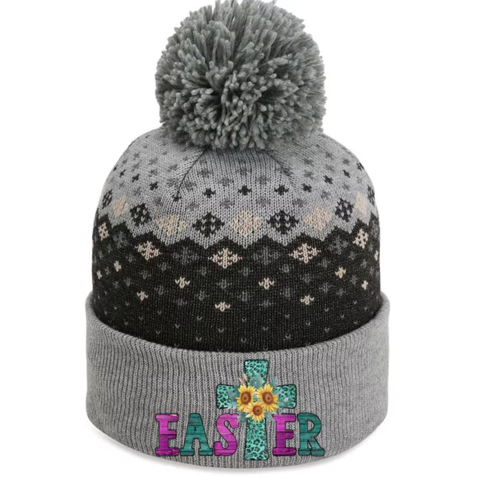 Sunflower Easter Cross For Christian Mom Turquoise Leopard Gift The Baniff Cuffed Pom Beanie