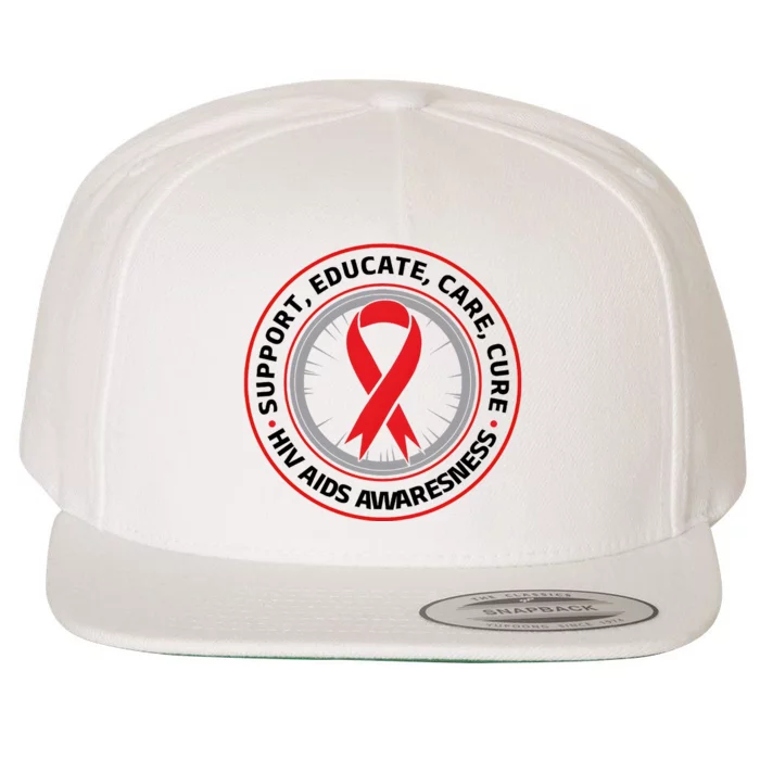 Support Educate Care Cure Hiv Aids Awareness Wool Snapback Cap