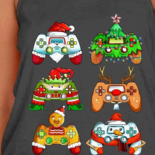 Santa Elf Christmas Gamer Controllers Costume Cool Xmas Women's Knotted Racerback Tank