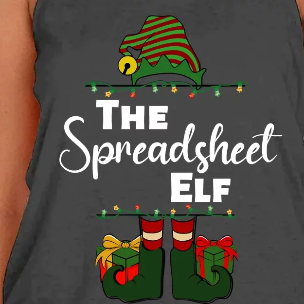 Spreadsheet Elf Christmas Tee Accountant Bookkeeper CPA Data Women's Knotted Racerback Tank