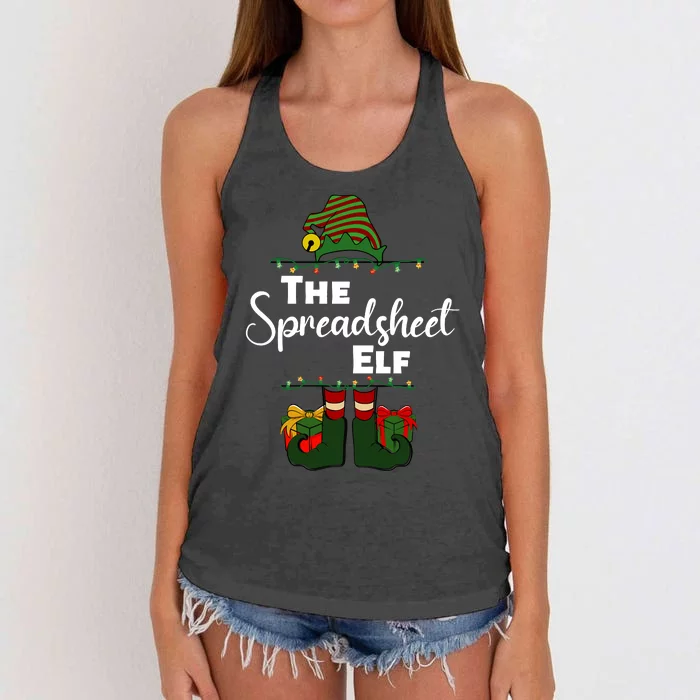 Spreadsheet Elf Christmas Tee Accountant Bookkeeper CPA Data Women's Knotted Racerback Tank