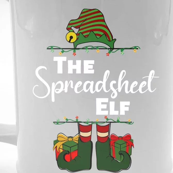 Spreadsheet Elf Christmas Tee Accountant Bookkeeper CPA Data Front & Back Beer Stein