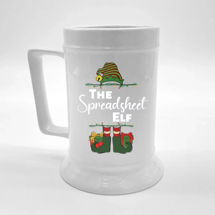 Spreadsheet Elf Christmas Tee Accountant Bookkeeper CPA Data Front & Back Beer Stein