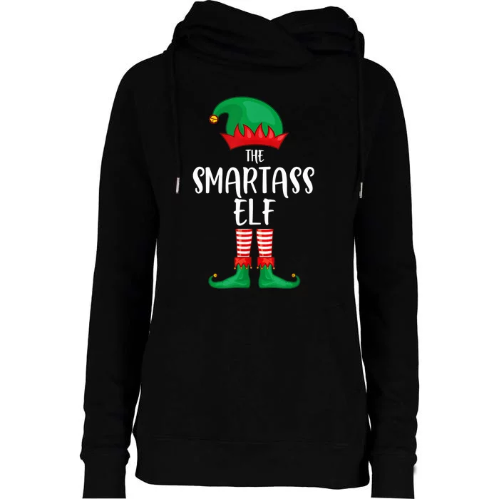 Smartass Elf Christmas Party Matching Family Group Pajama Womens Funnel Neck Pullover Hood