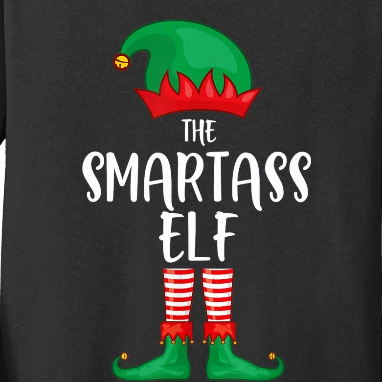 Smartass Elf Christmas Party Matching Family Group Pajama Kids Long Sleeve Shirt