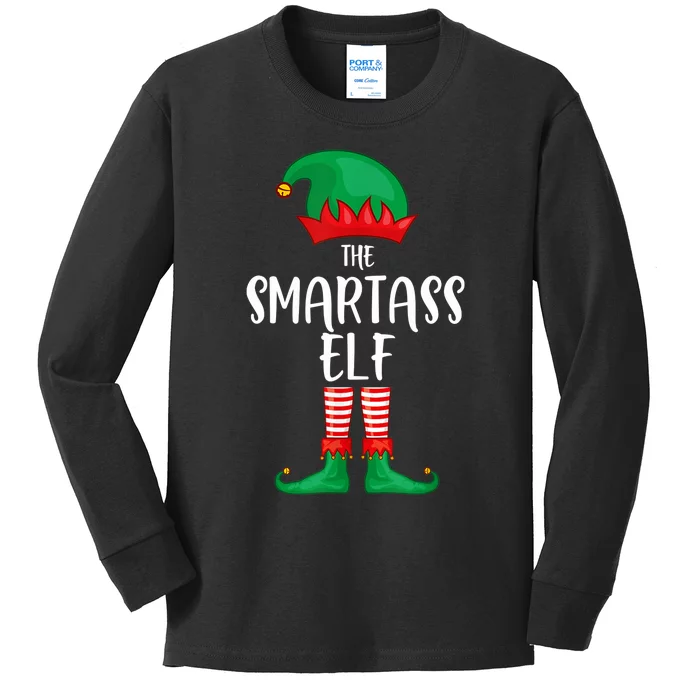 Smartass Elf Christmas Party Matching Family Group Pajama Kids Long Sleeve Shirt