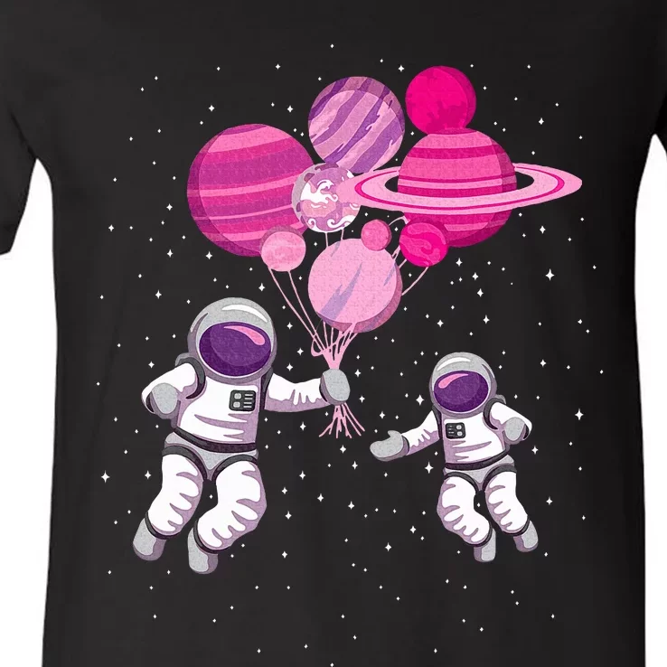 Space Exploration Cosmonaut SpaceMan Alien Spaceship V-Neck T-Shirt