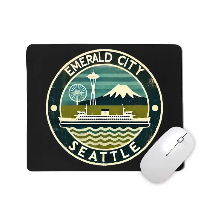 Seattle Emerald City Washington Usa Vintage Mousepad