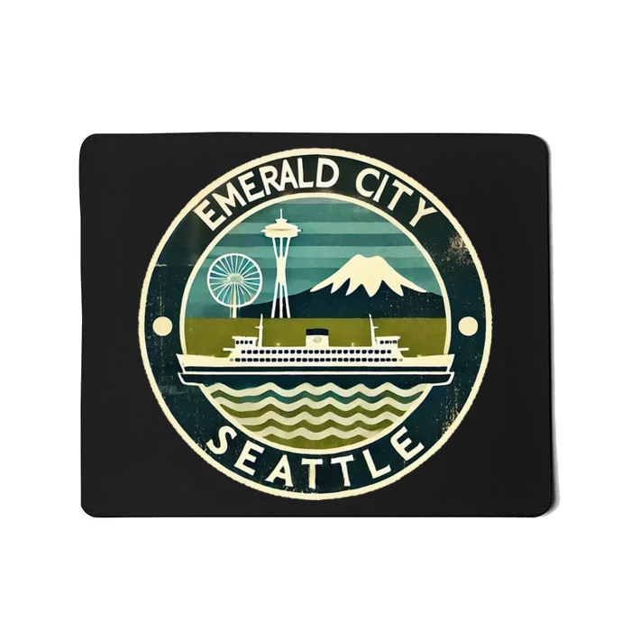 Seattle Emerald City Washington Usa Vintage Mousepad