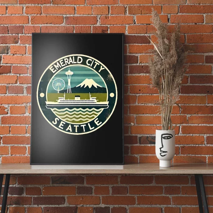 Seattle Emerald City Washington Usa Vintage Poster