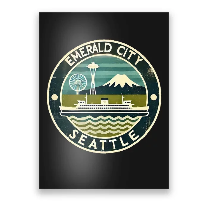 Seattle Emerald City Washington Usa Vintage Poster