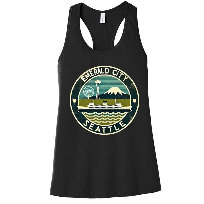 Seattle Emerald City Washington Usa Vintage Women's Racerback Tank