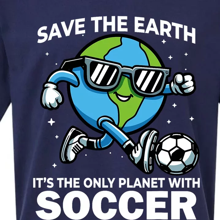 Save Earth Conservation Soccer Player Funny Earth Day Sueded Cloud Jersey T-Shirt