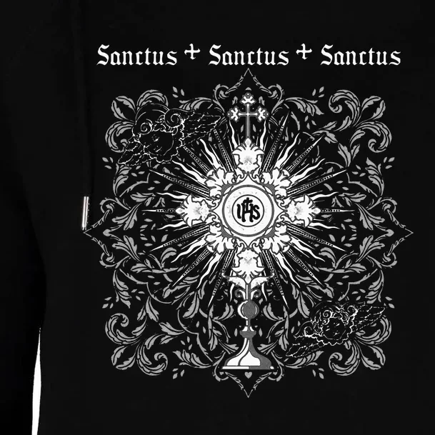 Sanctus Eucharist Catholic Traditional Latin Mass Jesus Womens Funnel Neck Pullover Hood