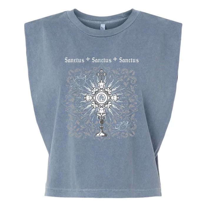 Sanctus Eucharist Catholic Traditional Latin Mass Jesus Garment-Dyed Women's Muscle Tee