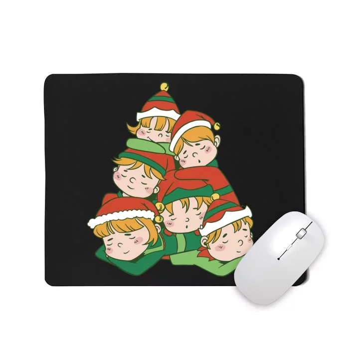 Sleepy Elves Cute Christmas Holiday Mousepad