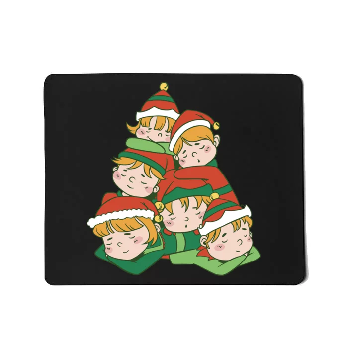 Sleepy Elves Cute Christmas Holiday Mousepad