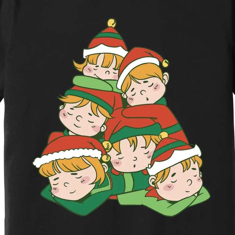 Sleepy Elves Cute Christmas Holiday Premium T-Shirt