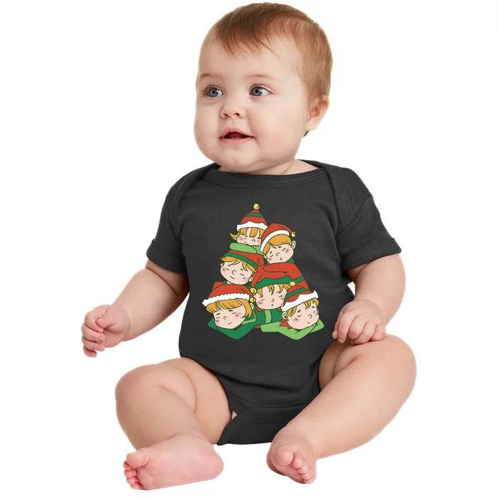 Sleepy Elves Cute Christmas Holiday Baby Bodysuit