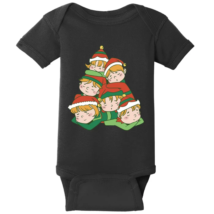 Sleepy Elves Cute Christmas Holiday Baby Bodysuit