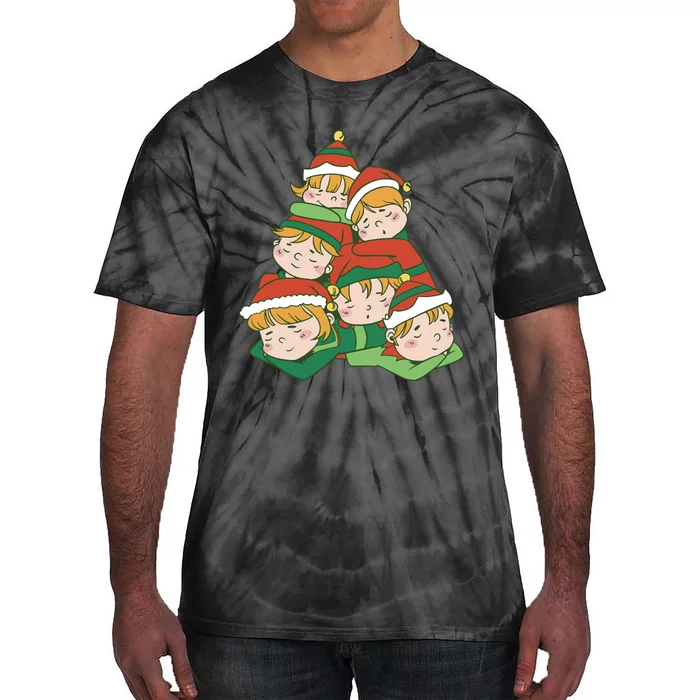 Sleepy Elves Cute Christmas Holiday Tie-Dye T-Shirt