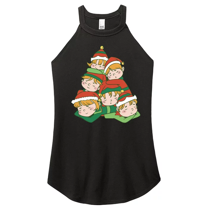 Sleepy Elves Cute Christmas Holiday Women’s Perfect Tri Rocker Tank