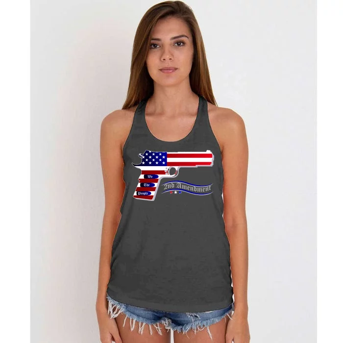 Second Amendment Support Hand Gun Women's Knotted Racerback Tank