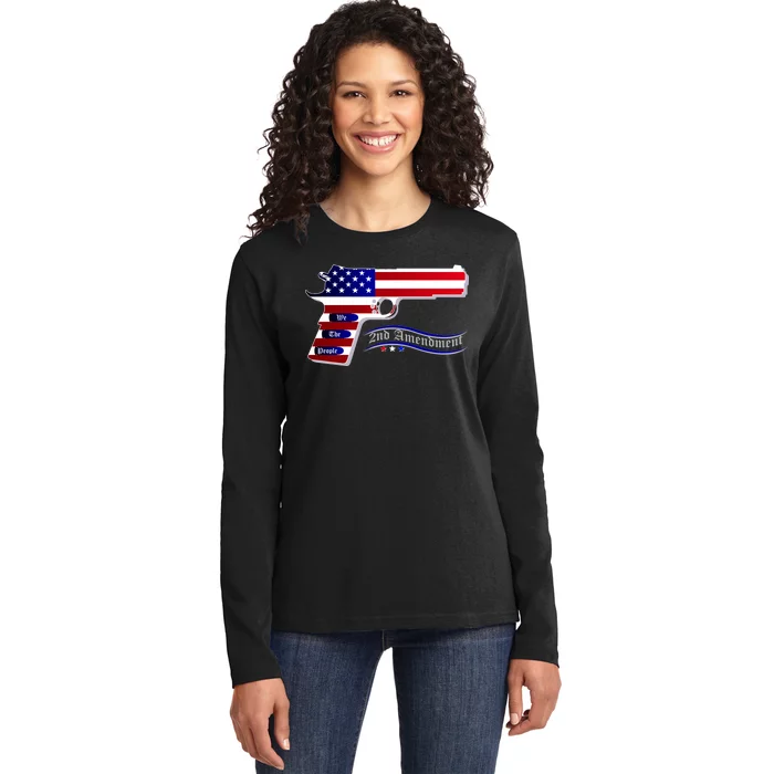 Second Amendment Support Hand Gun Ladies Long Sleeve Shirt