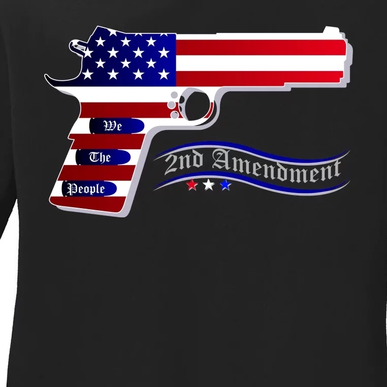 Second Amendment Support Hand Gun Ladies Long Sleeve Shirt