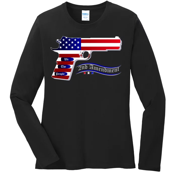 Second Amendment Support Hand Gun Ladies Long Sleeve Shirt