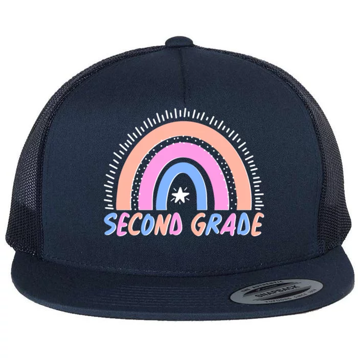 Second Grade Pastel Rainbow Flat Bill Trucker Hat