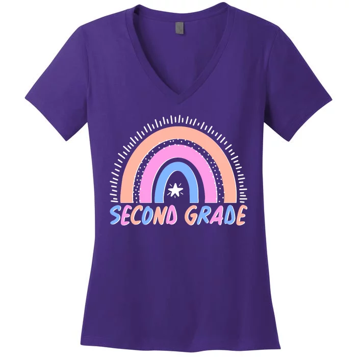 Second Grade Pastel Rainbow Women's V-Neck T-Shirt