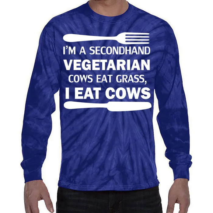 Secondhand Vegetarian Cows Eat Grass Tie-Dye Long Sleeve Shirt